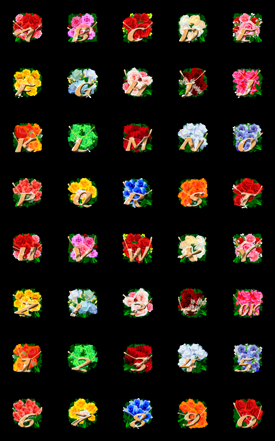 [LINE絵文字]バラの花束と動く金文字飾りの画像一覧