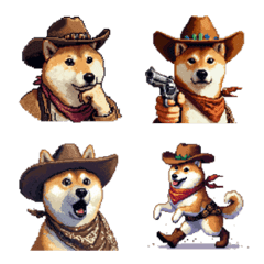 [LINE絵文字] ドット絵 カウボーイ 柴犬 シバイヌの画像