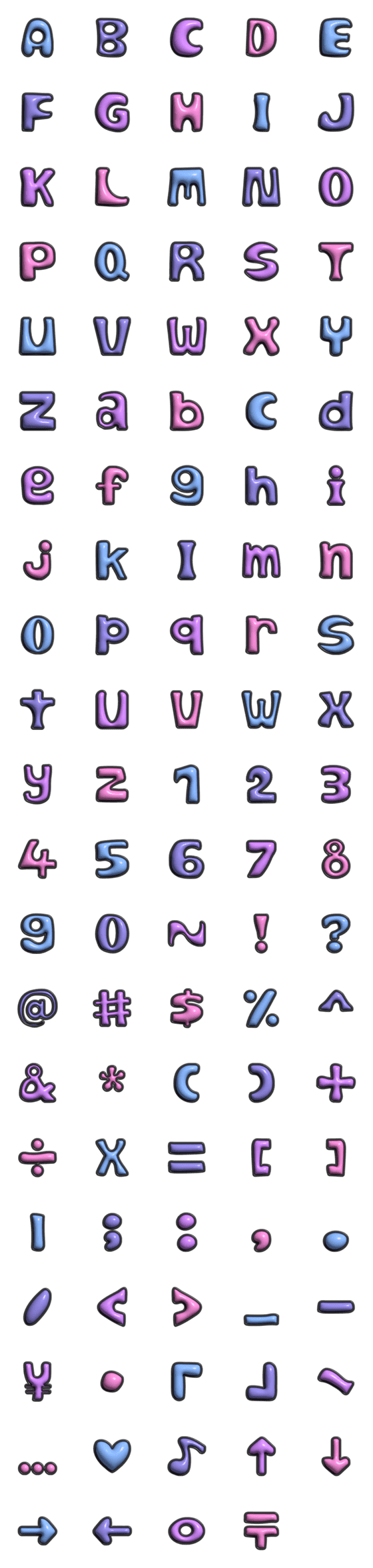 [LINE絵文字]Colorful Puffy Fontの画像一覧