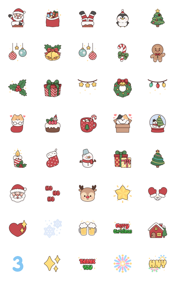 [LINE絵文字]Cute Christmas ＆ HNY Emoji Animationの画像一覧