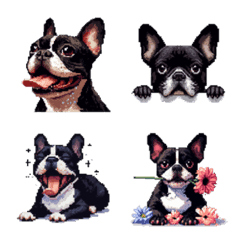 [LINE絵文字] ドット絵 フレンチブルドッグ 犬 40種 定番の画像