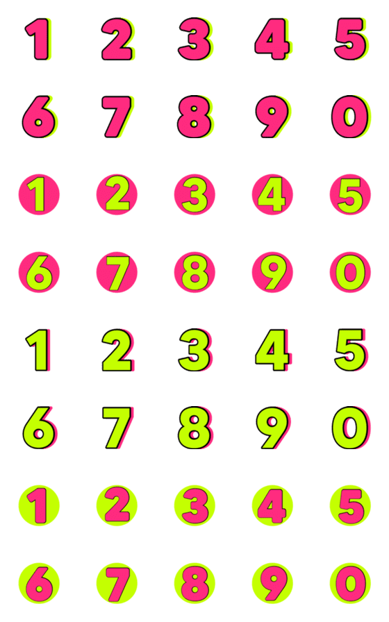 [LINE絵文字]Numbers emoji green pinkの画像一覧
