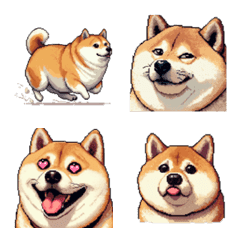 [LINE絵文字] ドット絵 太っちょ柴犬 2 絵文字の画像