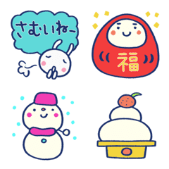 [LINE絵文字] 冬に使える☆ほぼ白うさぎ絵文字の画像