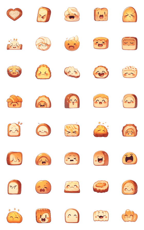 [LINE絵文字]パン屋の美味しいパンの絵文字。の画像一覧