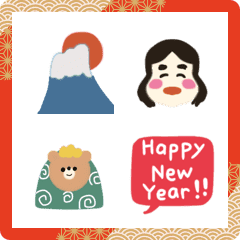 [LINE絵文字] かわいい 新年の絵文字の画像