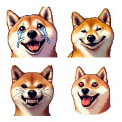 [LINE絵文字] ドット絵 柴犬 定番2 絵文字 日常の画像