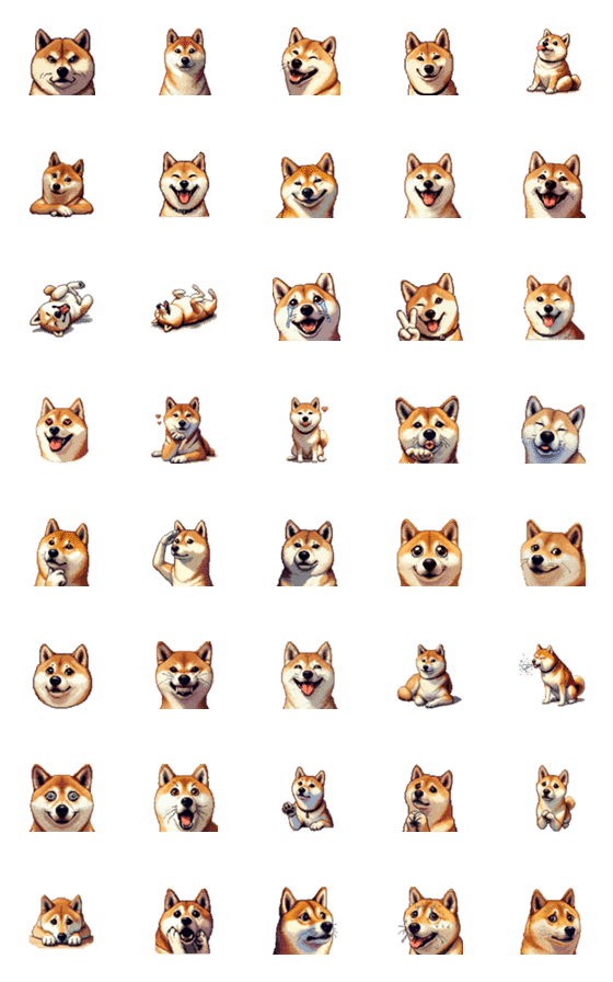 [LINE絵文字]ドット絵 柴犬 定番2 絵文字 日常の画像一覧