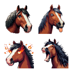 [LINE絵文字] ドット絵 馬 鹿毛 40種の画像