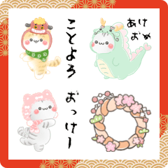 [LINE絵文字] 【動く】決めポーズねこ♡年末年始 日常の画像