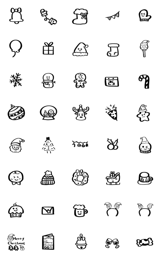 [LINE絵文字]black line christmas stickersの画像一覧