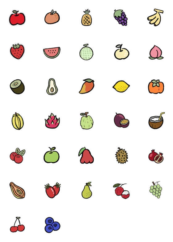 [LINE絵文字]All the fruits are here./Hand Paintedの画像一覧