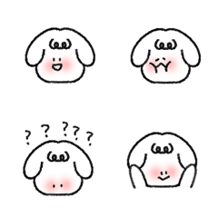 [LINE絵文字] 顔を赤らめる  白 犬 絵文字の画像