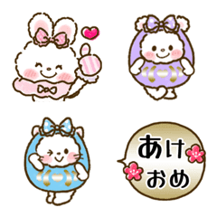 [LINE絵文字] リボンギャルズ★年末年始・冬の日常の画像