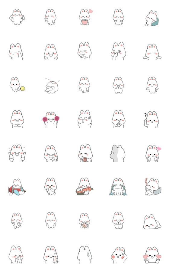 [LINE絵文字]Tiny Bunny Cheeks Pink Moving Emojiの画像一覧