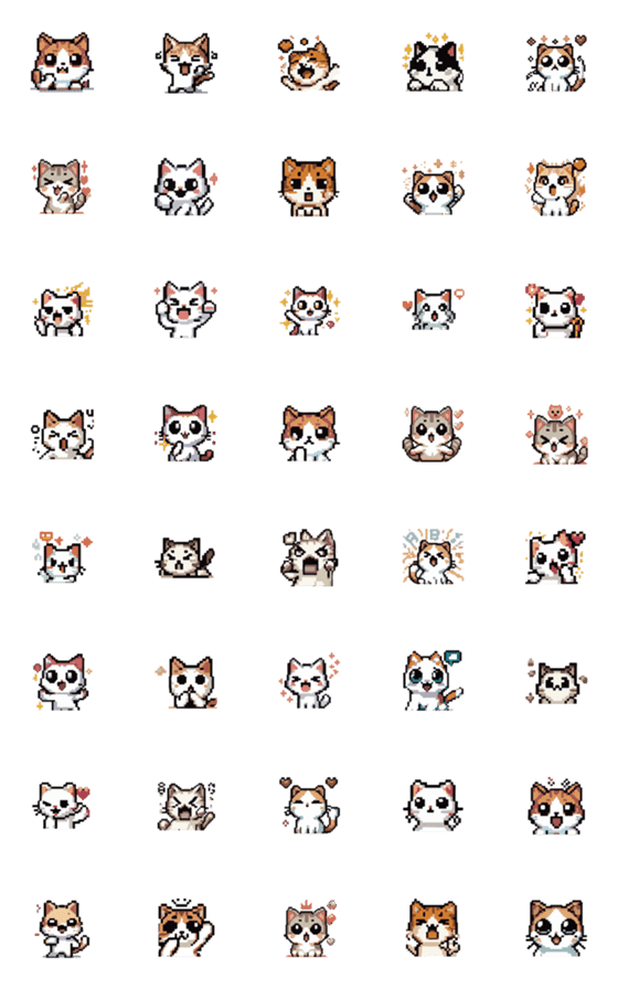 [LINE絵文字]cute cats Primitive lattice Pixel2の画像一覧