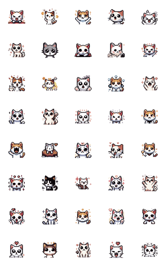 [LINE絵文字]cute cats Primitive lattice Pixel3の画像一覧
