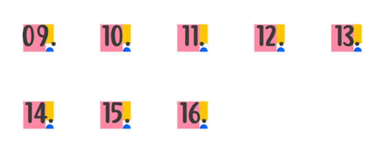 [LINE絵文字]かわいいデジタルステッカー【9-16】v1の画像一覧