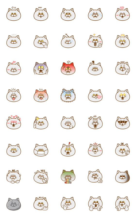[LINE絵文字]White and fat strange catの画像一覧