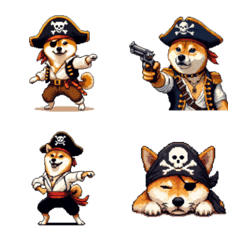 [LINE絵文字] ドット絵 海賊な柴犬 絵文字の画像