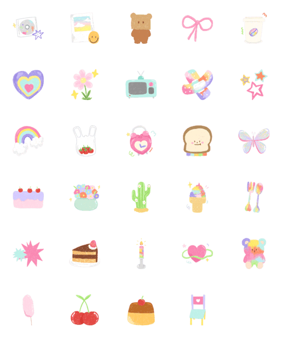 [LINE絵文字]bbubblegumz emoji : Rainbow stuffの画像一覧