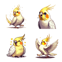 [LINE絵文字] ドット絵 オカメインコ ルチノー 絵文字の画像