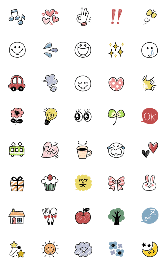 [LINE絵文字]スッキリ見やすい♡優しいカラフル絵文字の画像一覧