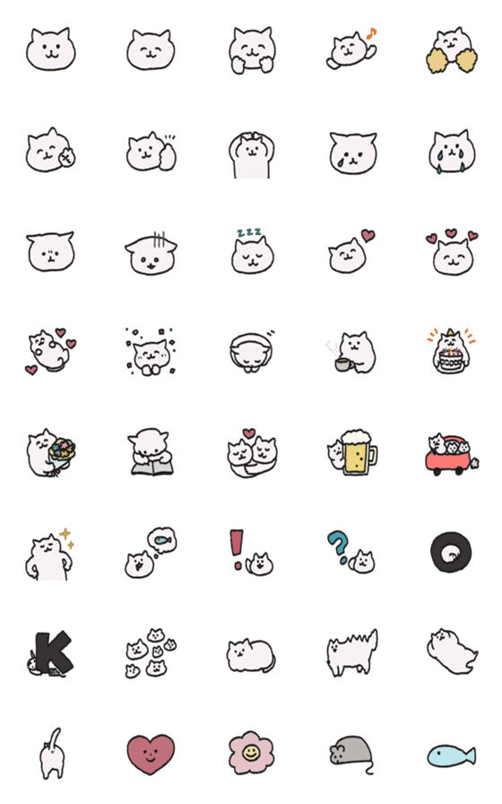 [LINE絵文字]しろいねこちゃんの絵文字！の画像一覧