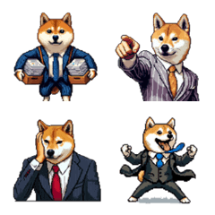 [LINE絵文字] ドット絵 働く柴犬2 社会人 絵文字の画像