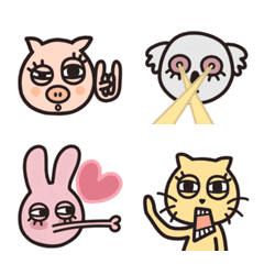 [LINE絵文字] QQzoo - ブタ + ネコ + ウサギ + コアラの画像