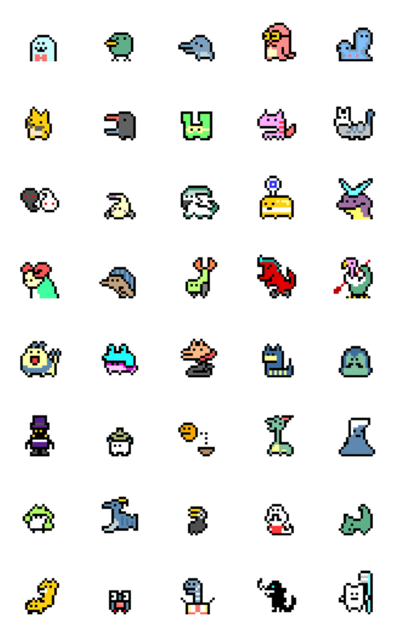 [LINE絵文字]ドット絵 らくがきモンスターの画像一覧