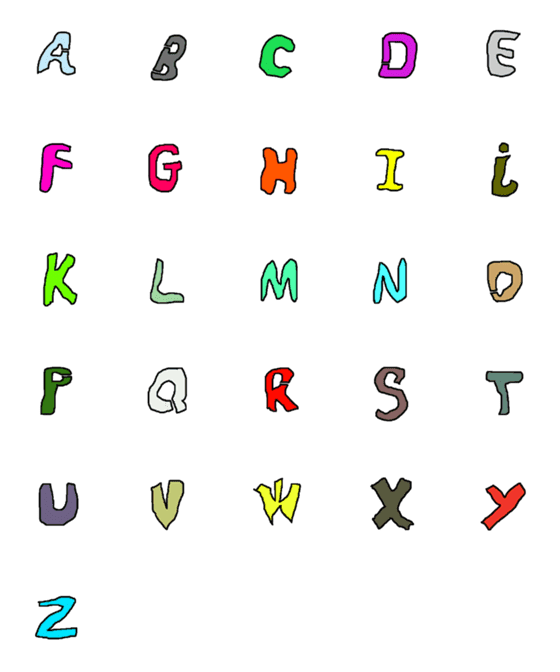 [LINE絵文字]Ugly ABCDEFGHIJKLMNOPQRSTUVWXYZ lettersの画像一覧