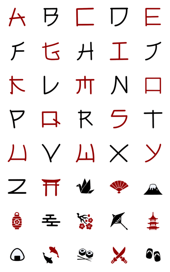 [LINE絵文字]Japanglish Fontの画像一覧