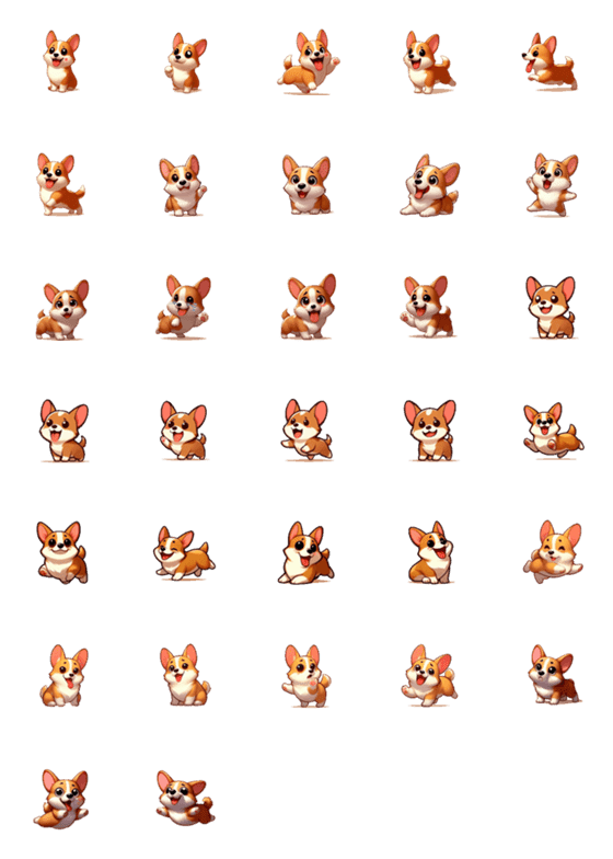 [LINE絵文字]表情豊かなコーギーの画像一覧