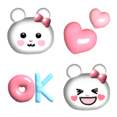 [LINE絵文字] ぷっくり絵文字♡ホワイトの画像