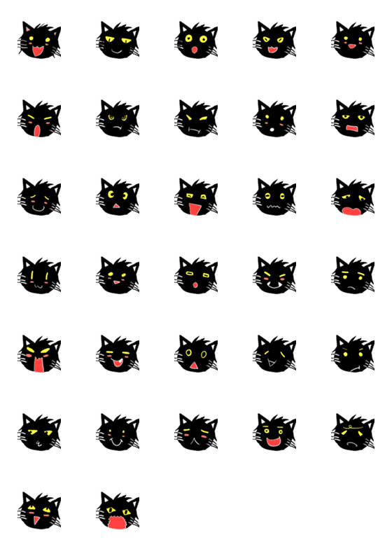 [LINE絵文字]まっくろ黒猫『くろのすけ』の画像一覧