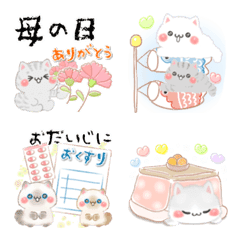 [LINE絵文字] 一年中使える♡もふもふネコちゃんの画像