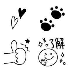 [LINE絵文字] 【文末に♡さりげなくかわいい】白黒絵文字の画像