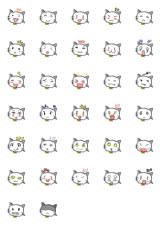 [LINE絵文字]ぷくぷく白猫『タマ坊』の画像一覧