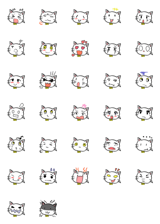 [LINE絵文字]ぷくぷく白猫『タマ坊』3の画像一覧