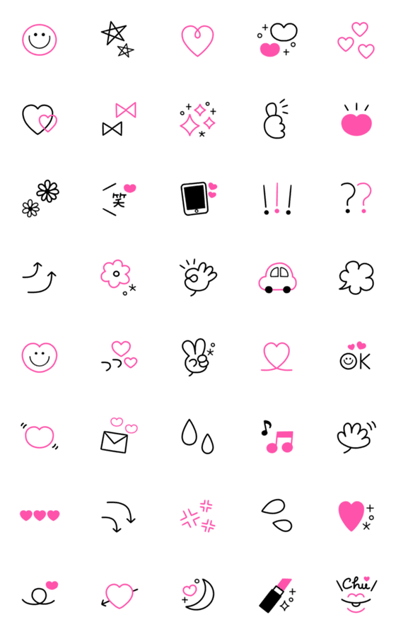 [LINE絵文字]黒とピンク♡可愛い絵文字の画像一覧