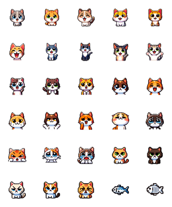 [LINE絵文字]ドット絵の猫 No.1の画像一覧