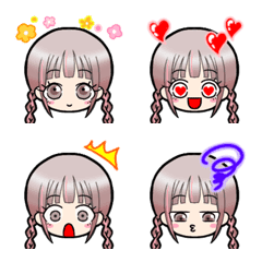 [LINE絵文字] ♡おさげの女の子【エモピンク】の画像