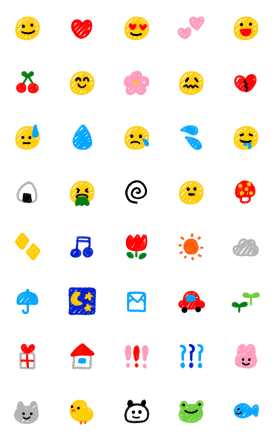 [LINE絵文字]見やすい！使いやすい！クレヨン基本絵文字の画像一覧