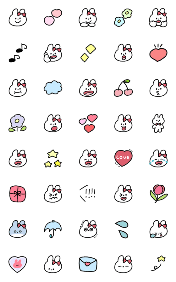 [LINE絵文字]普通のうさぎちゃん11の画像一覧