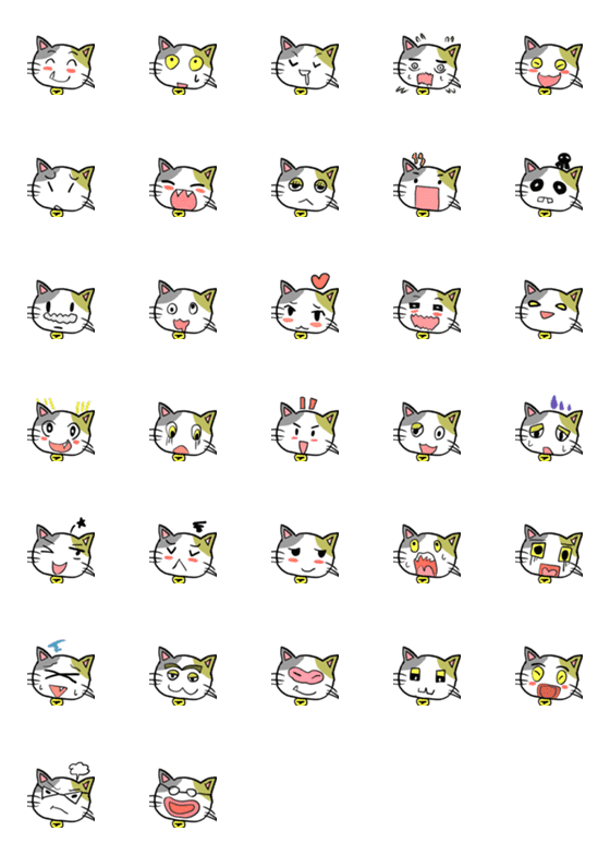 [LINE絵文字]まるまる三毛猫『もん太郎』3の画像一覧