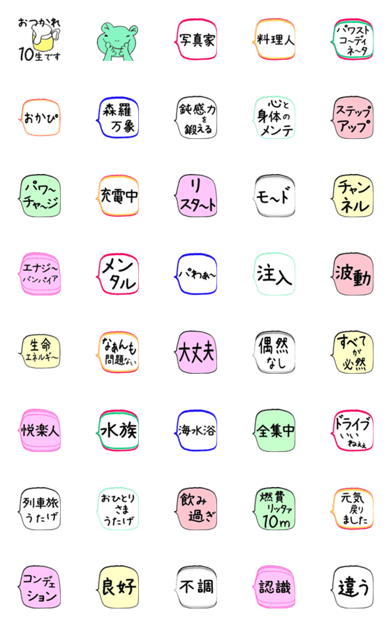 [LINE絵文字]E10 ケロカップルの日常会話 吹出し No.10の画像一覧