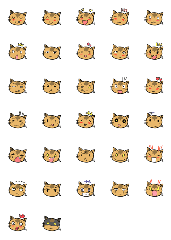 [LINE絵文字]おちゃめな茶猫『むぎまる』の画像一覧