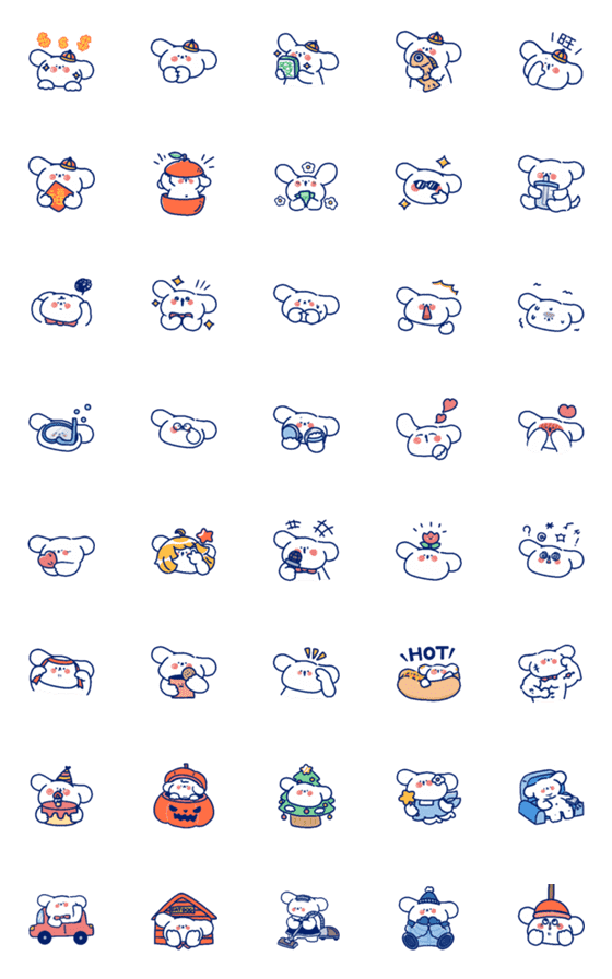 [LINE絵文字]fishandmi.life_A whole year with fat dogの画像一覧