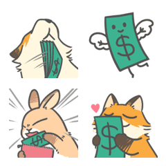 [LINE絵文字] Bunny＆Fox＆money New Yearの画像